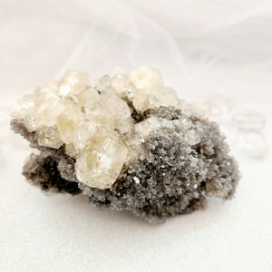 Sparkling Druzy Quartz w. Calcite Specimen