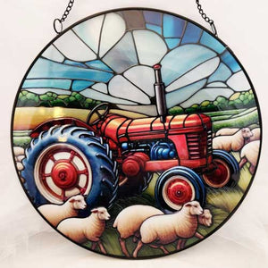 Stained Glass Tractor Hanging