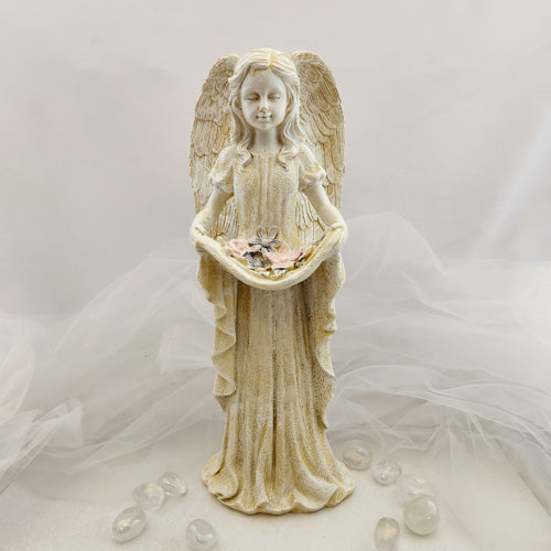Standing Angel w. Flowers (approx. 32.2x12.5cm)