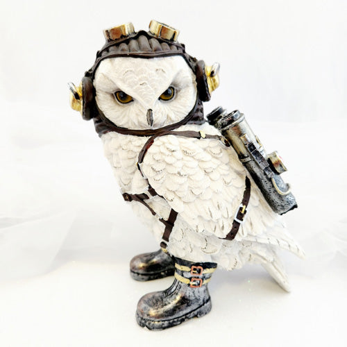 Steampunk Owl with Jet Pack (white. approx. 20x16cm)