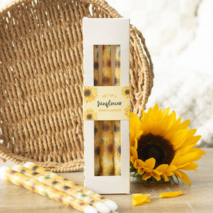 Sunflower | Taper Candles | Summer Sunflower | Set of 3 | Unscented | 5hr
