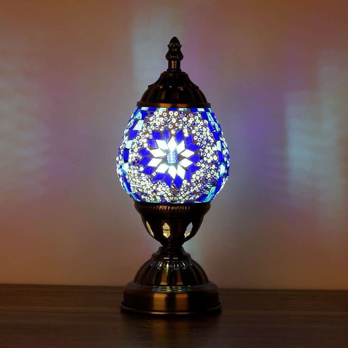 Moody Blues Egg Shaped Turkish Style Lamp (approx. 26cm)