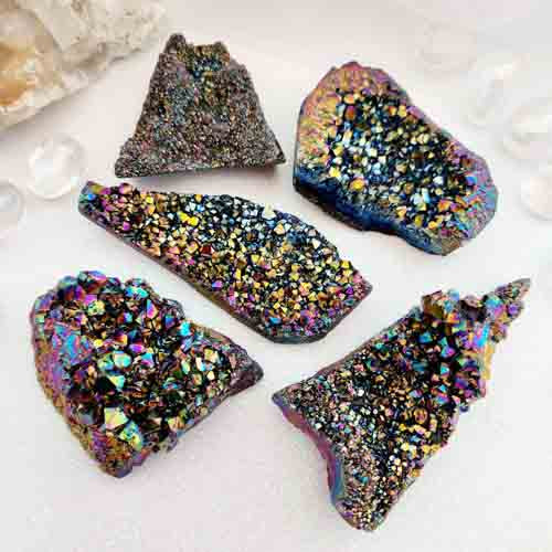 Titanium aka Electroplated Quartz Cluster (assorted. approx. 6-10x3.6-6.4cm)