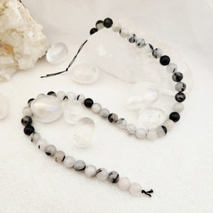 Tourmalinated Quartz Bead Strand