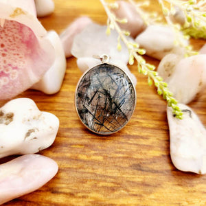 Tourmalinated Quartz Oval Pendant