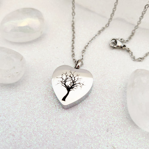 Tree Heart Keepsake Memorial Pendant w. Chain (stainless steel)