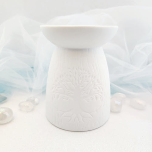 Tree Of Life White Oil Burner (approx 12.5x9.5x9.5cm)