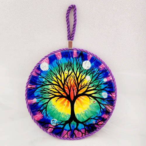 Tree of Life Hanging Trivet (purple fabric surround)