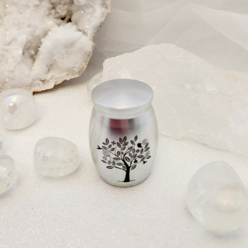 Tree of Life Tiny Keepsake Memorial Urn (metal alloy. approx 4x3cm)