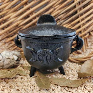 Triple Moon Cast Iron Incense/Resin Cauldron