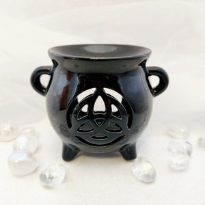 Triquetra Cauldron Oil Burner | Ceramic | Black