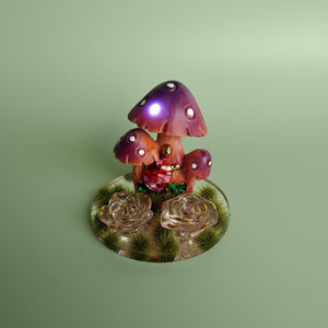 Turtle & Toadstools | Fairy Garden Ornament | Resin, Metal & Glass | Pre-Loved