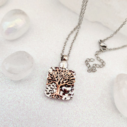 Two Toned Tree of Life Keepsake Memorial Pendant w. Chain (alloy)