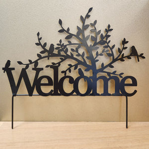 Welcome Tree | Garden Stake | Black Metal