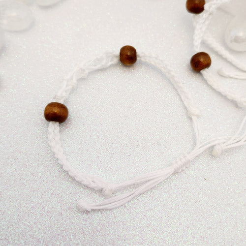 White Braided Cord Crystal Holder Bracelet (fits one tumble. adjustable)