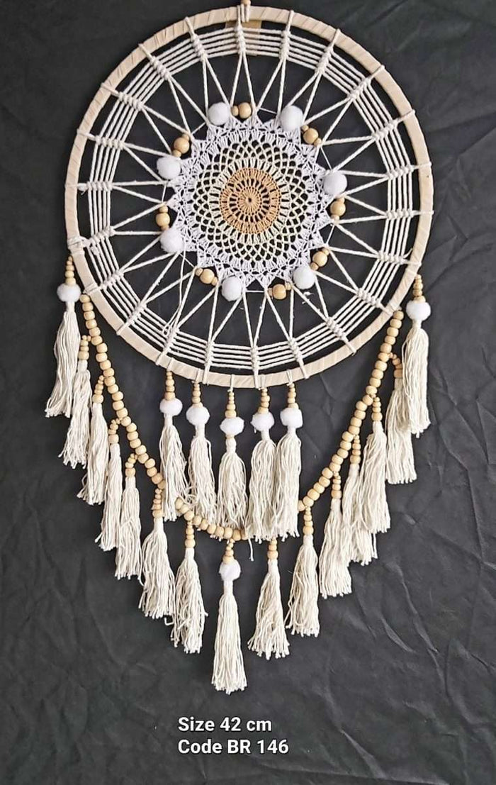 White & Cream Doily Dream Catcher (approx. 80x43cm)