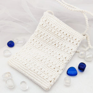 White Crochet Cross Body Bag w. Zip