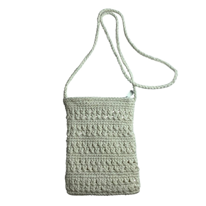 White Crochet Cross Body Bag w. Zip (approx. 18x13cm)