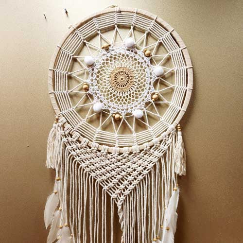 White Crochet Dream Catcher (approx. 42cm)