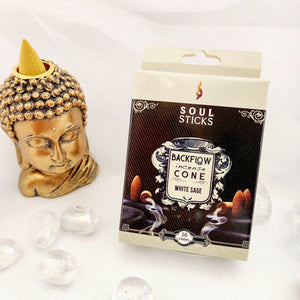 White Sage Backflow Incense Cones (Soul Sticks pack of 10)
