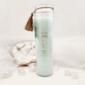 White Sage Candle | Clear Quartz | Ethereal Realm | Reusable Glass Jar | 50hr