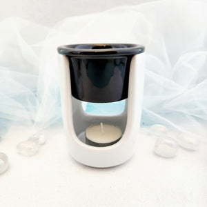 White Tall Oil Burner with Black Dish