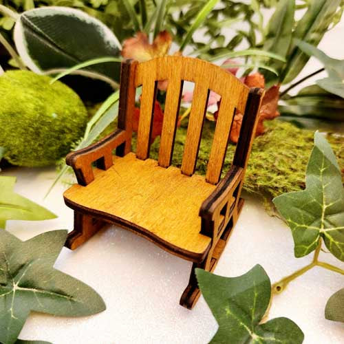 Wooden Rocking Chair for Fairy Garden/Dolls House (approx. 7.3x5.6cm)