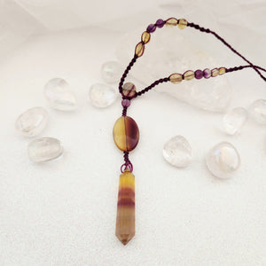 Yellow & Purple Fluorite Wrapped Pendant