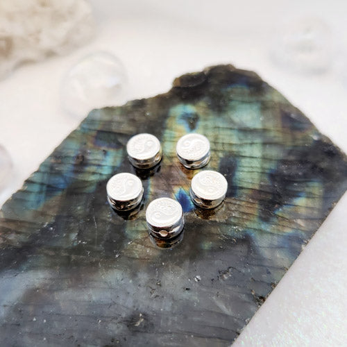 Yin Yang Sterling Silver Flat Bead (approx. 7mm diameter