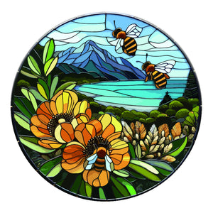 Stained Glass Flowers & Bees Hanging