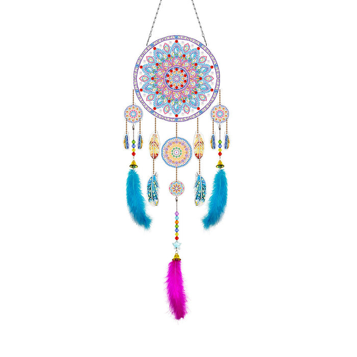 DIY Diamond Art Mandala & Feather Hanging Kit (ready to assemble & bejewel)
