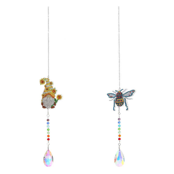 DIY Diamond Bee & Santa Hanging Prism Kits x 2 (ready to assemble & bejewel)