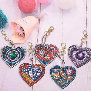 DIY Diamond Art Heart Keyrings