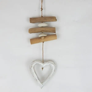 Whitewash Heart w. Driftwood Strand (assorted. approx. 25x10cm)