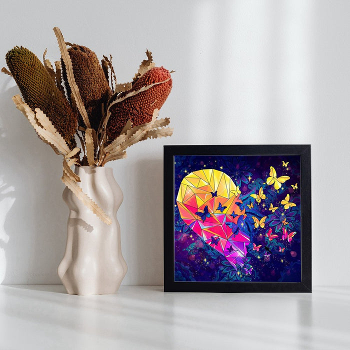 DIY Diamond Art Butterflies Heart Wall Art Kit (ready to bejewel. approx. 30x30cm)