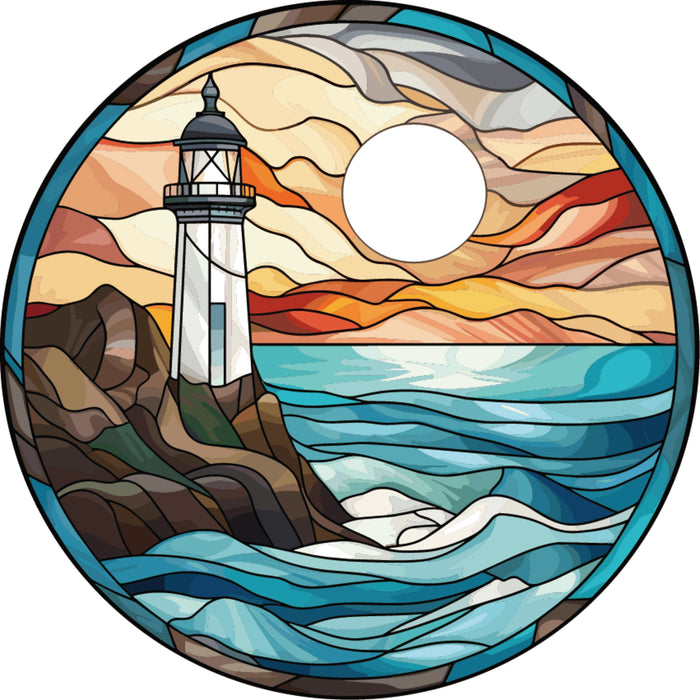 Stained Glass Light House Hanging