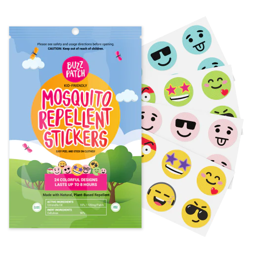 Buzz Patch Kid Friendly Mosquito Repellent Patches (24 colourful designs that last up to 8 hours)