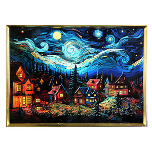 Bejeweled Village at Night Wall Art