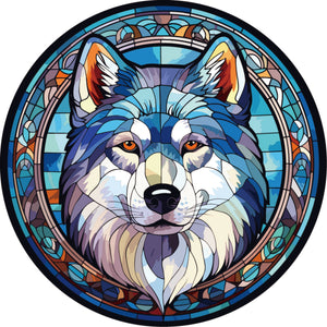 Stained Glass Wolf Hanging