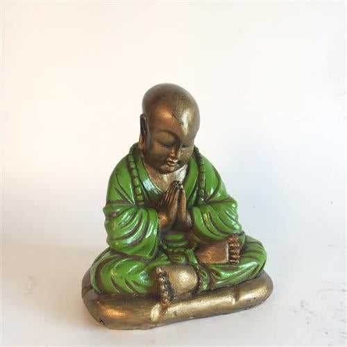 Omba Shaolin Buddha Statue (green & bronze) 20cm