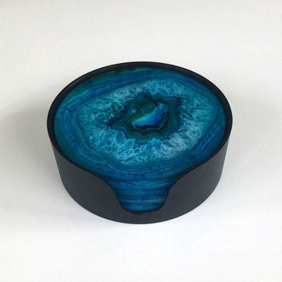 Blue Agate Look Glass Coasters (set of 6)