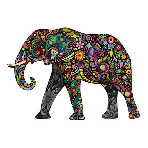 Colourful Elephant Metal Wall Art (approx. 40x28cm)