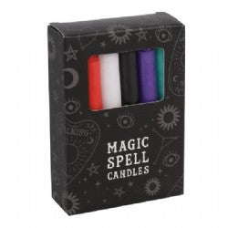 Magic Spell Candles (box of 12 mixed colours approx. 10x1cm per candle)