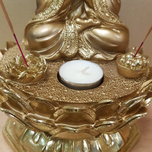 Happy Gold Buddha on Lotus