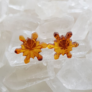 Amber Snowflake Stud Earrings