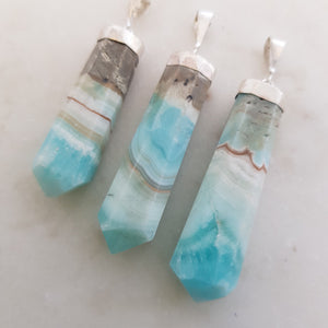 Caribbean Blue Calcite Pendant (assorted. sterling silver)