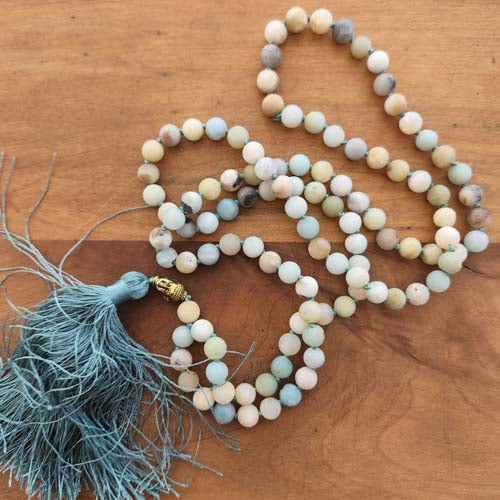 Amazonite Mala/Prayer Beads (108 beads + guru bead. frosted & assorted)