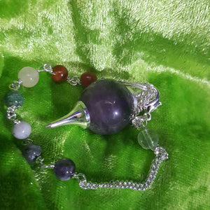 Amethyst Ball Pendulum with Chakra Beads