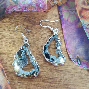 Agate Slice Earrings. (natural & assorted set in silver plate)