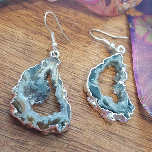 Agate Slice Earrings (silver plate)